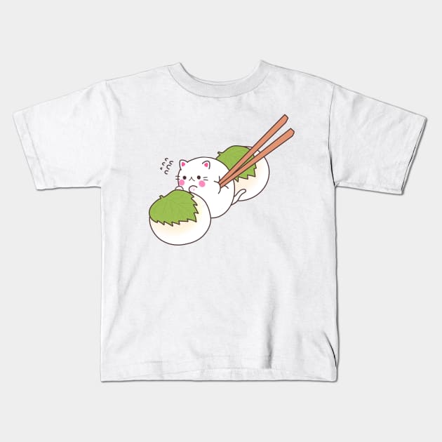 Mochi Cat Kids T-Shirt by Miri Art